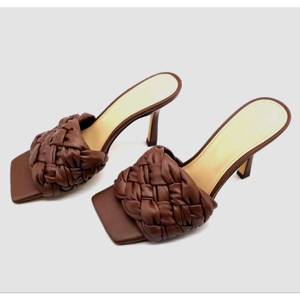 MARC FISHER | NWT Brown Woven Heeled Mules Size 9.5